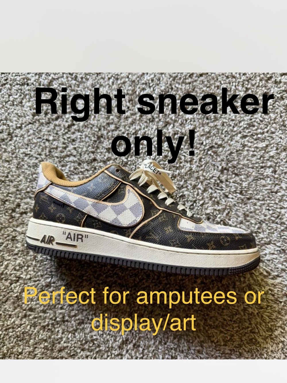 SINGLE SNEAKER ONLY Designer-Inspired Nike Right Sneaker in Brown and Cream